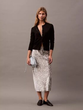 Crushed Satin Printed Midi Skirt Crushed Satin Printed Midi Skirt