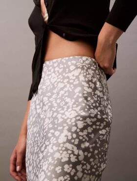 Crushed Satin Printed Midi Skirt Crushed Satin Printed Midi Skirt