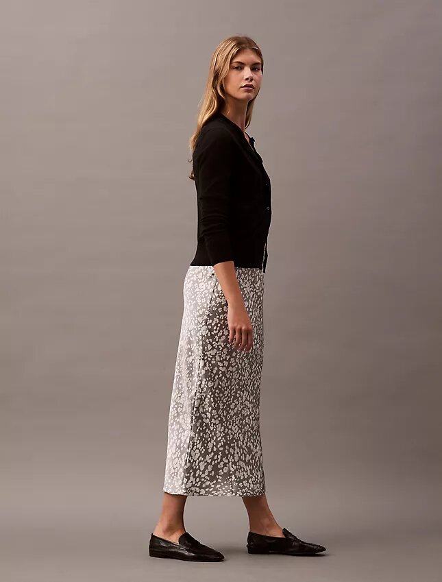 Crushed Satin Printed Midi Skirt Crushed Satin Printed Midi Skirt