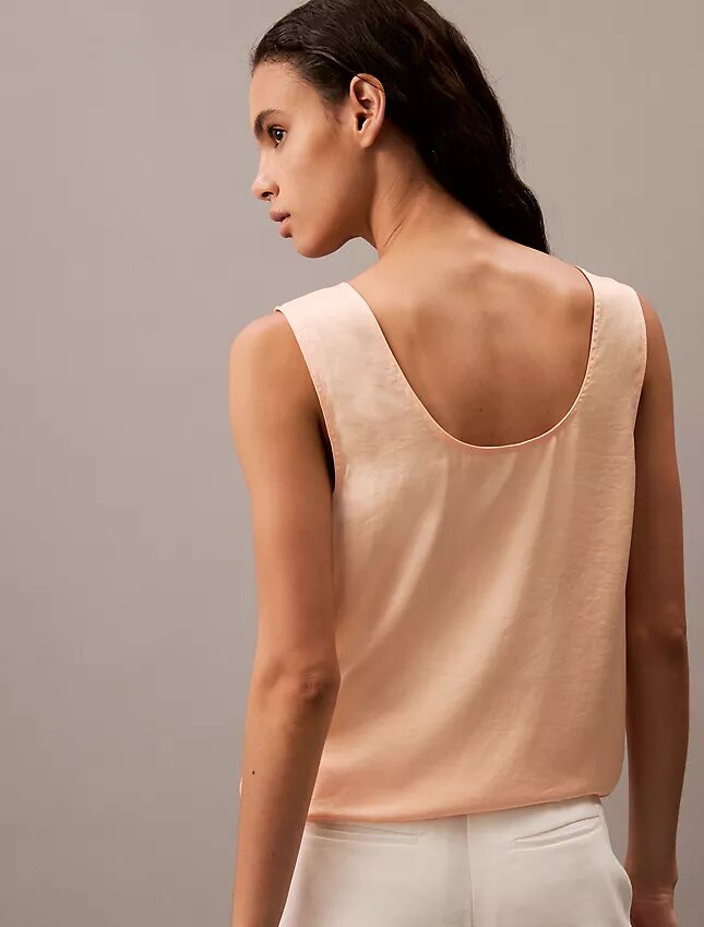Crushed Satin Tie Front Tank Top Crushed Satin Tie Front Tank Top