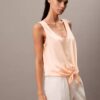 Crushed Satin Tie Front Tank Top Crushed Satin Tie Front Tank Top