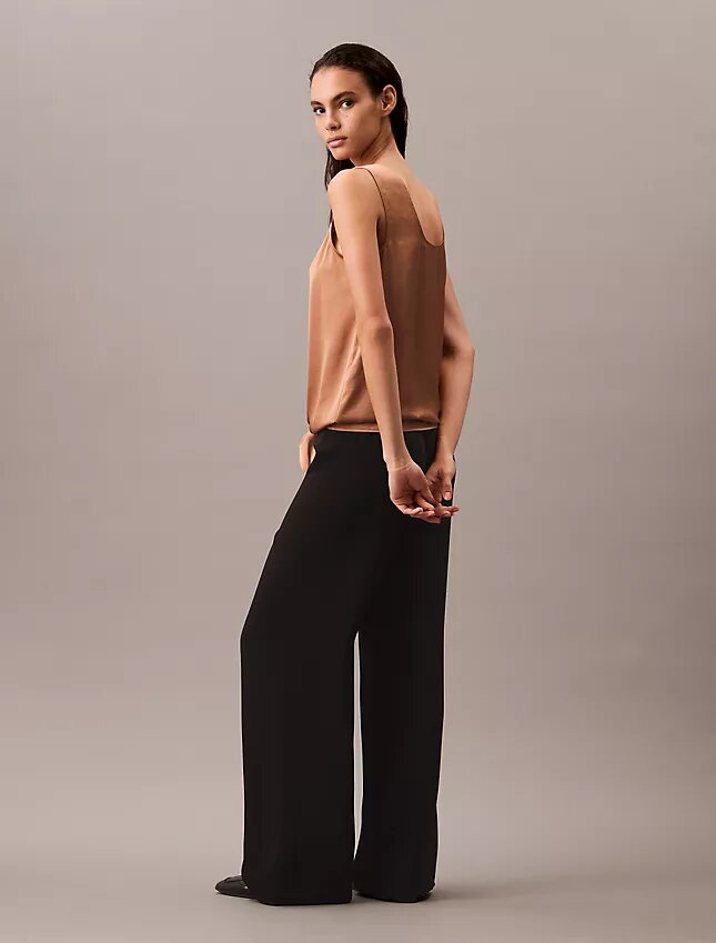 Crushed Satin Tie Front Tank Top Crushed Satin Tie Front Tank Top