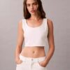 Denim Allover Monogram Cropped Tank Top