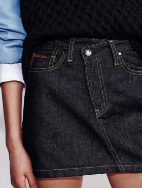 Denim Asymmetric Waist Mini Skirt