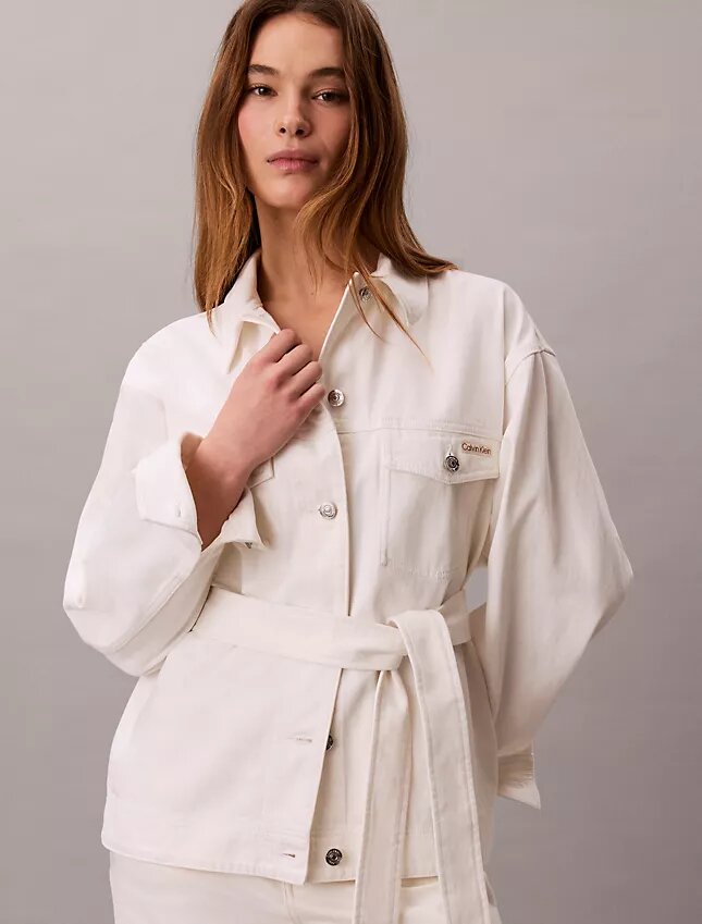 Denim Cinched Belted Jacket Denim Cinched Belted Jacket