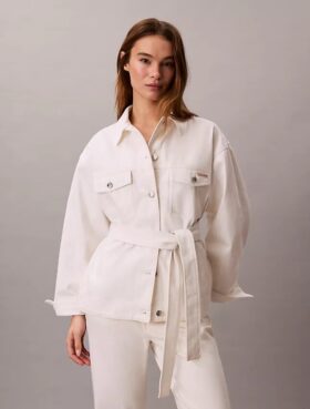 Denim Cinched Belted Jacket