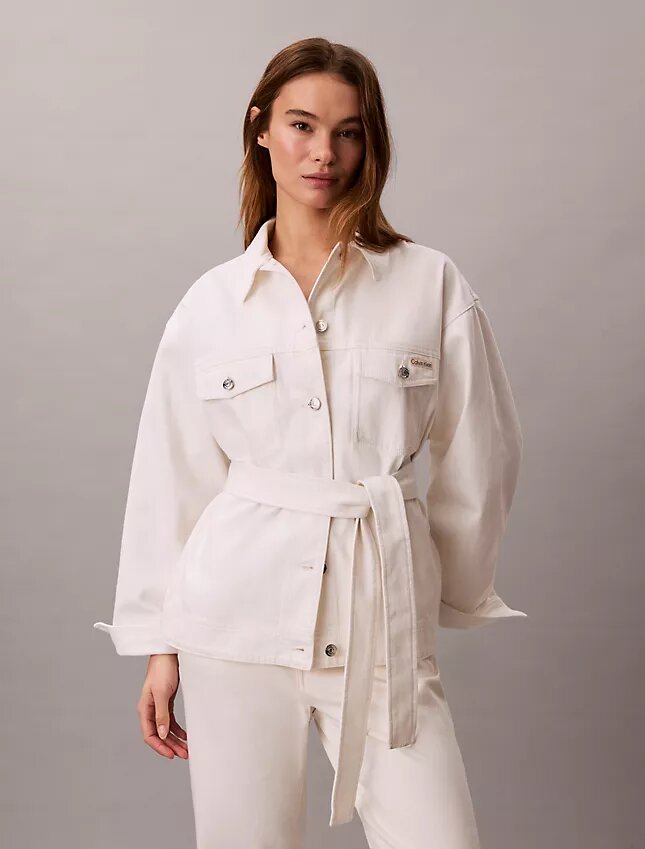 Denim Cinched Belted Jacket Denim Cinched Belted Jacket