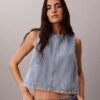 Denim Cropped Shell Top