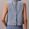 Denim Cropped Shell Top