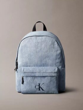 Denim Monogram Logo Backpack