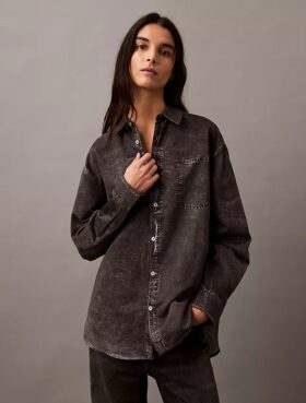 Denim Print Button-Down Shirt