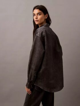 Denim Print Button-Down Shirt