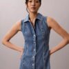 Denim Seamed Mini Dress