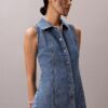 Denim Seamed Mini Dress