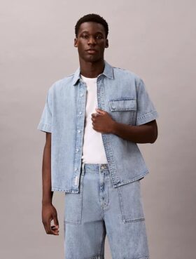 Denim Utility Button-Down Shirt