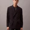 Double-Breasted Wool Gabardine Blend Blazer