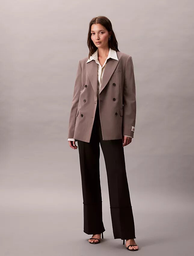 Double-Breasted Wool Gabardine Blend Blazer Double-Breasted Wool Gabardine Blend Blazer
