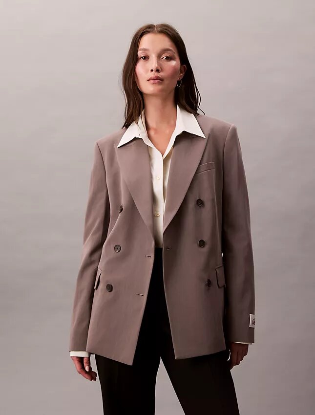 Double-Breasted Wool Gabardine Blend Blazer Double-Breasted Wool Gabardine Blend Blazer