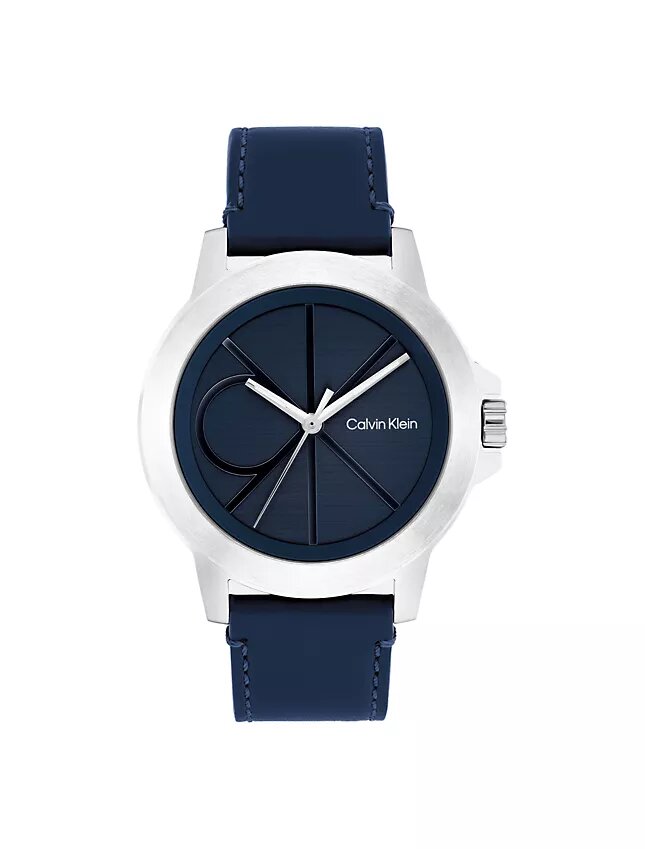 Emblem Dial Leather Strap Watch Emblem Dial Leather Strap Watch