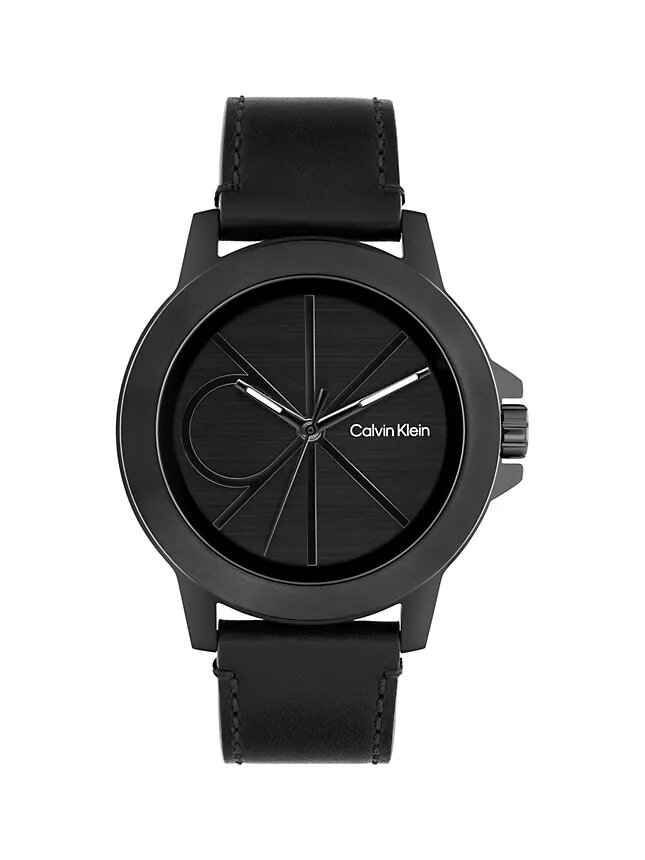 Emblem Dial Leather Strap Watch Emblem Dial Leather Strap Watch