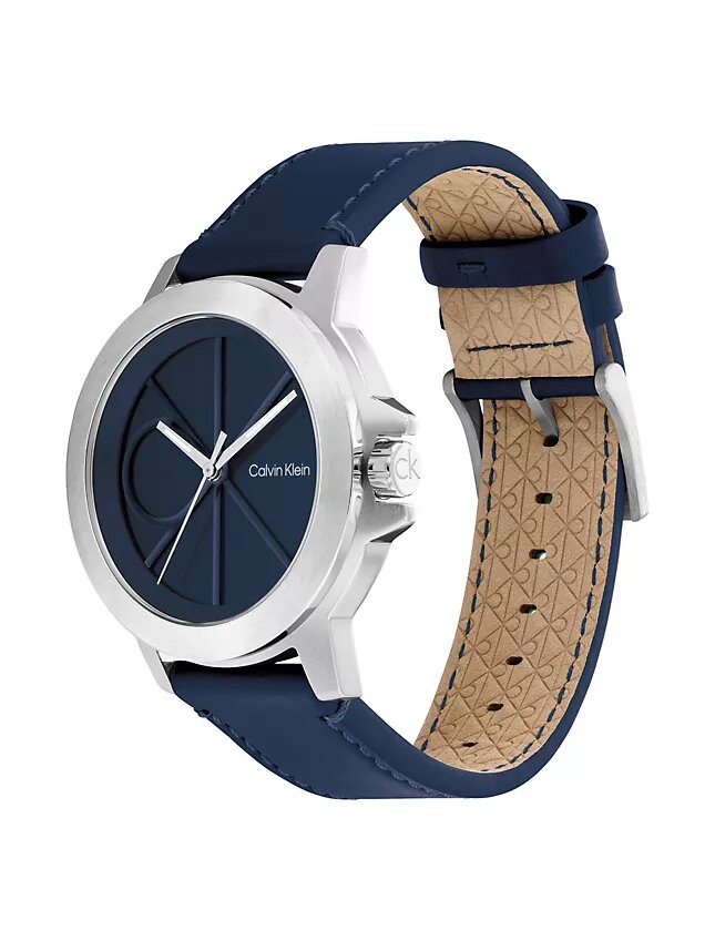 Emblem Dial Leather Strap Watch Emblem Dial Leather Strap Watch