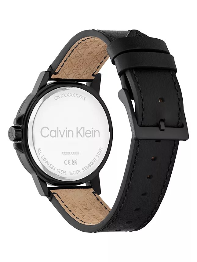 Emblem Dial Leather Strap Watch Emblem Dial Leather Strap Watch