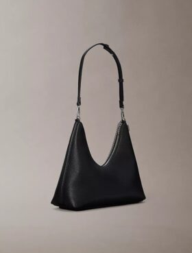 Emblem Logo Hardware Pebble Shoulder Bag