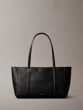 Emblem Logo Hardware Pebble Tote Bag
