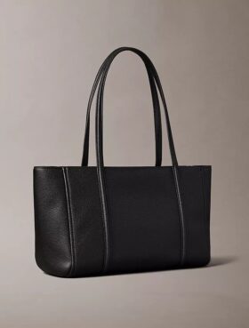Emblem Logo Hardware Pebble Tote Bag