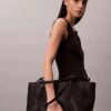 Emblem Logo Hardware Pebble Tote Bag