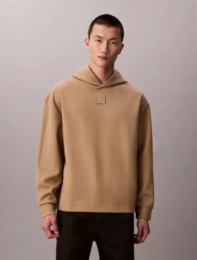 Emblem Logo Wool Blend Hoodie