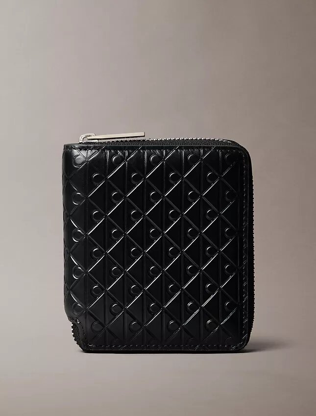 Embossed Allover Emblem Logo Zip Wallet Embossed Allover Emblem Logo Zip Wallet