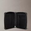 Embossed Allover Emblem Logo Zip Wallet