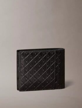 Embossed Allover Monogram Bifold Wallet with Coin Pouch