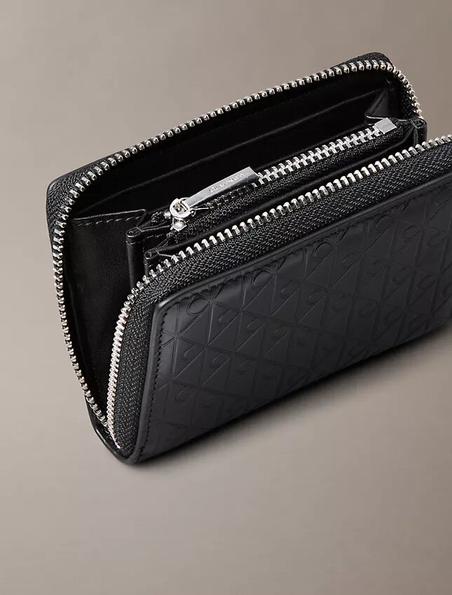 Embossed Allover Monogram Zip Coin Pouch Embossed Allover Monogram Zip Coin Pouch