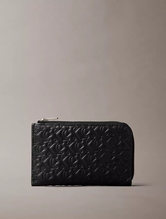 Embossed Allover Monogram Zip Wallet Embossed Allover Monogram Zip Wallet