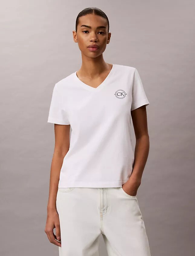 Embroidered Ck Crest V-Neck Tee Embroidered Ck Crest V-Neck Tee