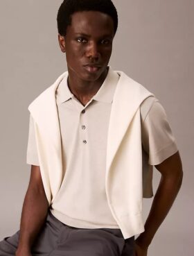 Fine Knit Lyocell Blend Polo Shirt