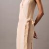 Flowing Stripe Midi Wrap Dress