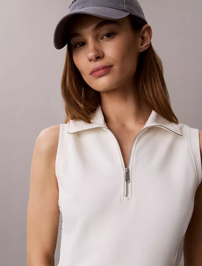French Terry 1/4 Zip Sleeveless Dress French Terry 1/4 Zip Sleeveless Dress
