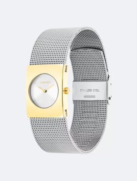 Geometric Dial Mesh Bracelet Watch