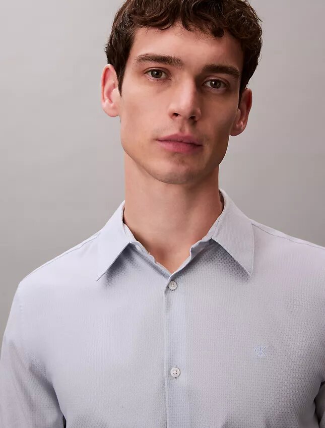 Geometric Jacquard Slim Button-Down Shirt Geometric Jacquard Slim Button-Down Shirt