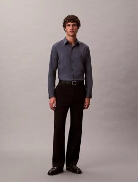 Geometric Jacquard Slim Button-Down Shirt