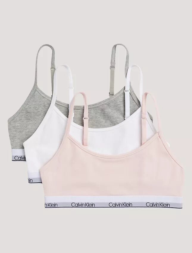 Girls Cotton Stretch 3-Pack Unlined Cropped Bralette Girls Cotton Stretch 3-Pack Unlined Cropped Bralette