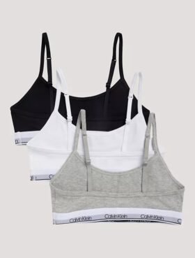Girls Cotton Stretch 3-Pack Unlined Cropped Bralette
