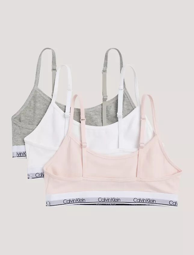 Girls Cotton Stretch 3-Pack Unlined Cropped Bralette Girls Cotton Stretch 3-Pack Unlined Cropped Bralette