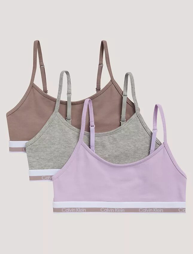 Girls Varsity Cotton Stretch 3-Pack Cropped Bralette Girls Varsity Cotton Stretch 3-Pack Cropped Bralette