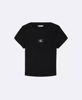 Girls Woven Monologo Rib T-Shirt