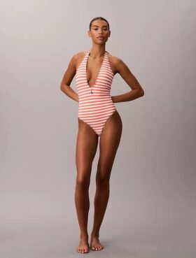 Graphic Monogram Swim Plunge One Piece