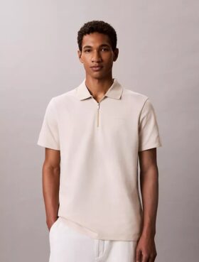 Herringbone Zip Polo Shirt